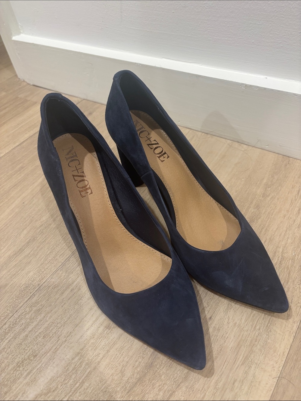 NIC+ZOE Navy Suede Pointed Toe Pumps